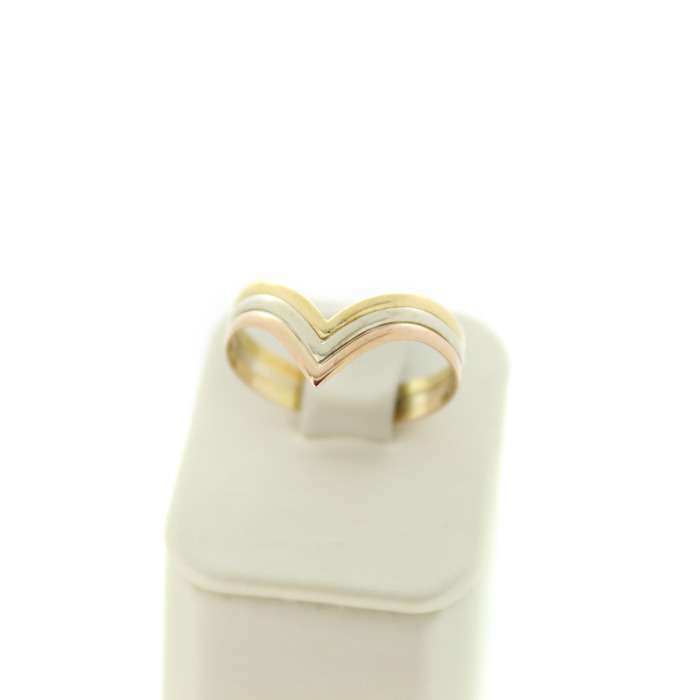 Ring Tricolore Wit Rose Geelgoud 18 Karaat TWeedehands 82499-3317 Juwelier Clem Vercammen.jpg