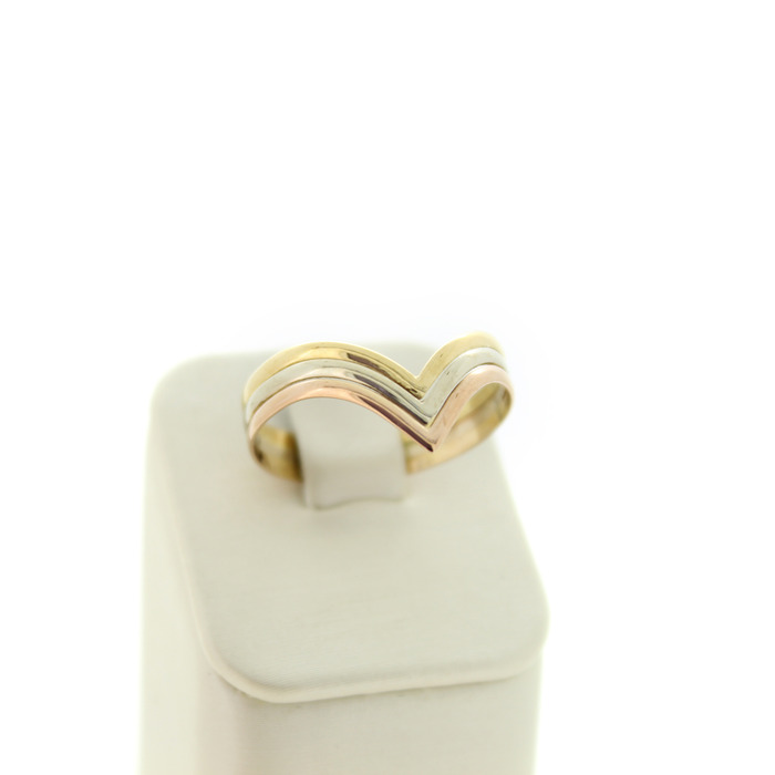 Ring Tricolore Wit Rose Geelgoud 18 Karaat TWeedehands 82499-3317 Juwelier Clem Vercammen.jpg