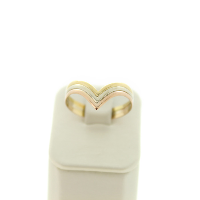 Ring Tricolore Wit Rose Geelgoud 18 Karaat TWeedehands 82499-3317 Juwelier Clem Vercammen.jpg