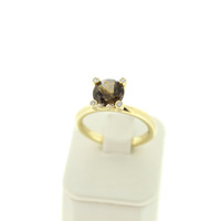 Juweel Ring geelgoud 18 karaat met Smoky Quartz en briljanten '82506-3324-TWDH' Juweel Ring geelgoud 18 karaat met Smoky Quartz en briljanten '82506-3324-TWDH'
