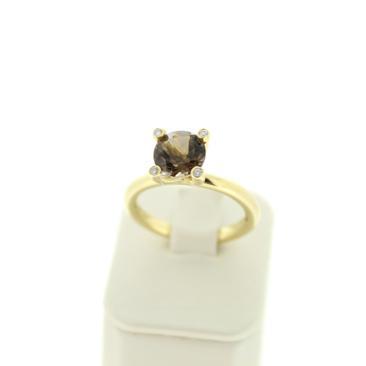 Juweel Ring geelgoud 18 karaat met Smoky Quartz en briljanten '82506-3324-TWDH' Juweel Ring geelgoud 18 karaat met Smoky Quartz en briljanten '82506-3324-TWDH'