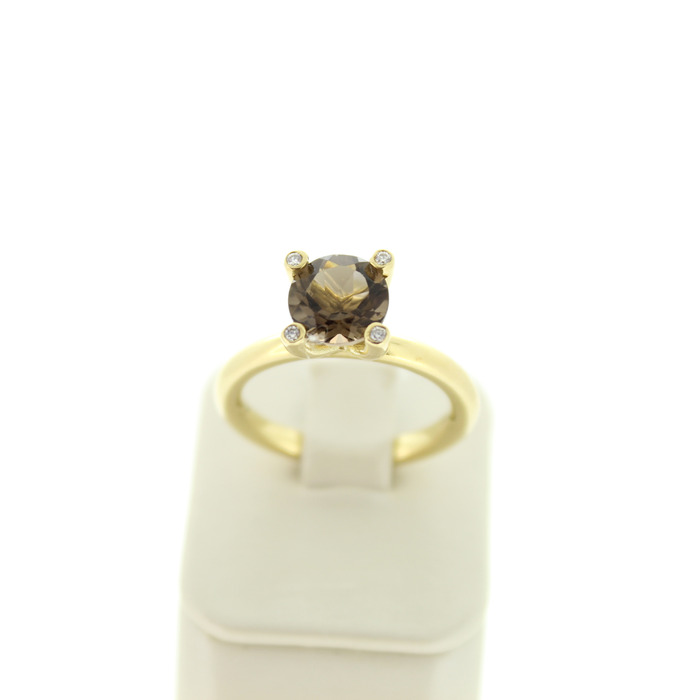 Ring Geelgoud 18K Briljanten Smokey Quartz Tweedehands 82506-3324 Juwelier Clem Vercammen.jpg
