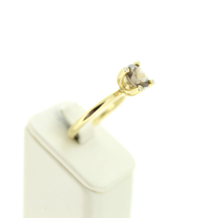 Ring Geelgoud 18K Briljanten Smokey Quartz Tweedehands 82506-3324 Juwelier Clem Vercammen.jpg