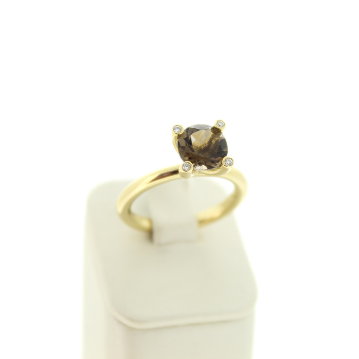 Ring Geelgoud 18K Briljanten Smokey Quartz Tweedehands 82506-3324 Juwelier Clem Vercammen.jpg