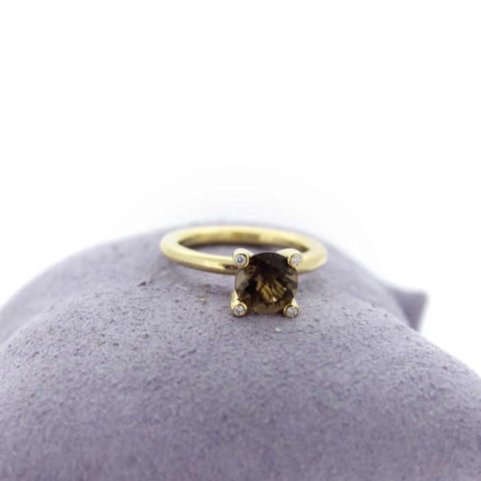 Ring Geelgoud 18K Briljanten Smokey Quartz Tweedehands 82506-3324 Juwelier Clem Vercammen.jpg