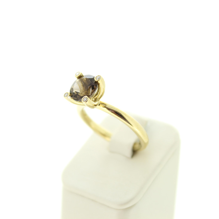Ring Geelgoud 18K Briljanten Smokey Quartz Tweedehands 82506-3324 Juwelier Clem Vercammen.jpg