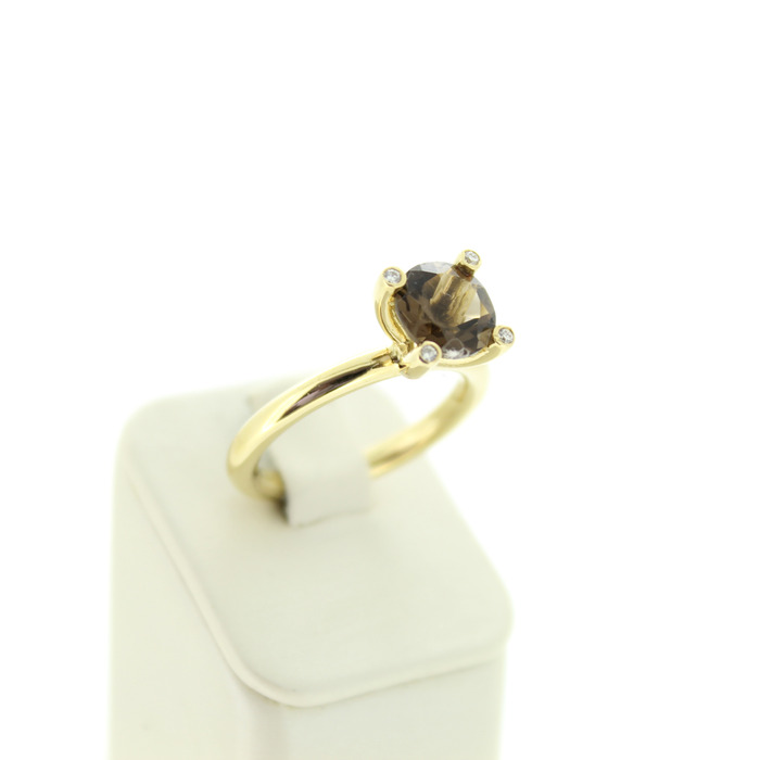 Ring Geelgoud 18K Briljanten Smokey Quartz Tweedehands 82506-3324 Juwelier Clem Vercammen.jpg