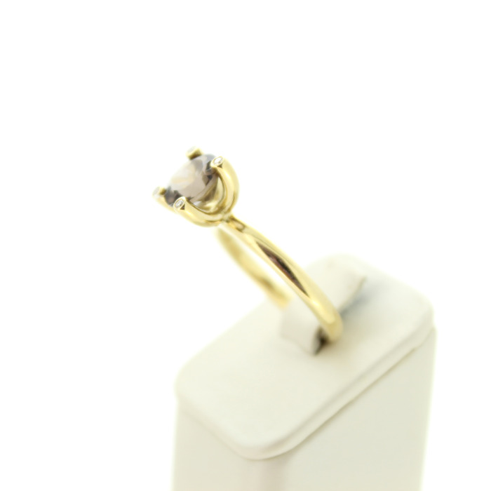 Ring Geelgoud 18K Briljanten Smokey Quartz Tweedehands 82506-3324 Juwelier Clem Vercammen.jpg