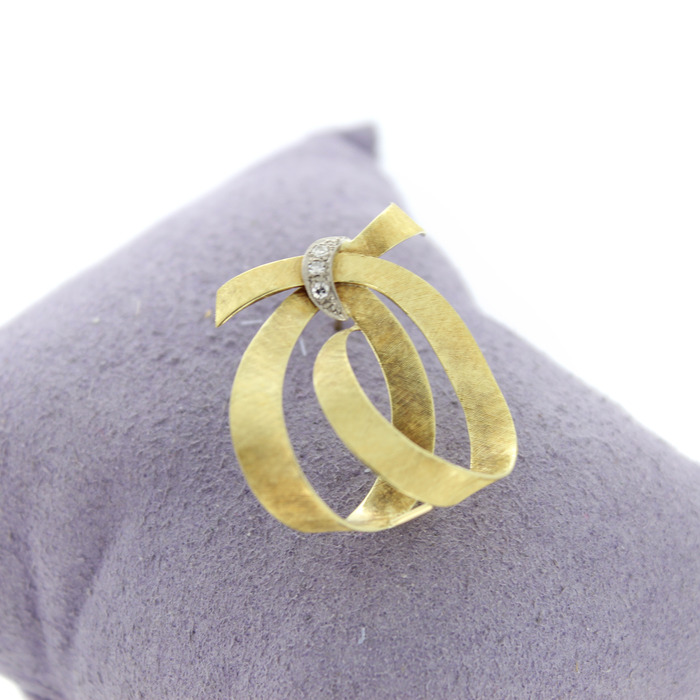Broche Vintage Geelgoud 18K Diamant 8-8 Tweedehands 82515-3333 Juwelier Clem Vercammen.jpg