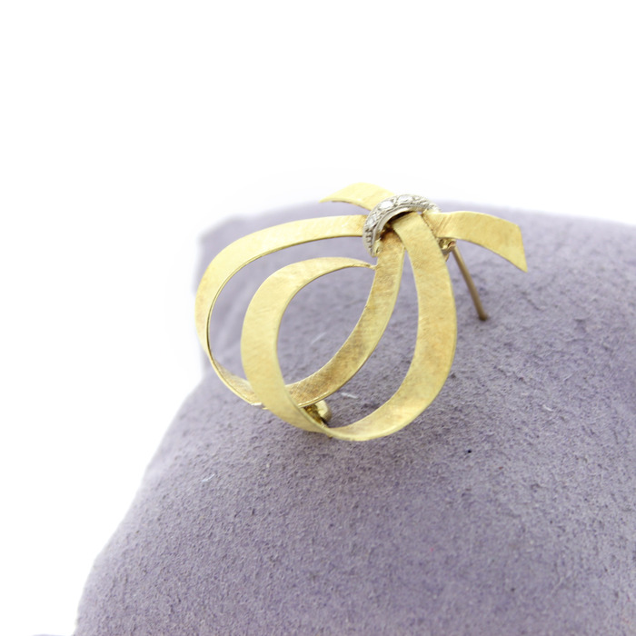 Broche Vintage Geelgoud 18K Diamant 8-8 Tweedehands 82515-3333 Juwelier Clem Vercammen.jpg