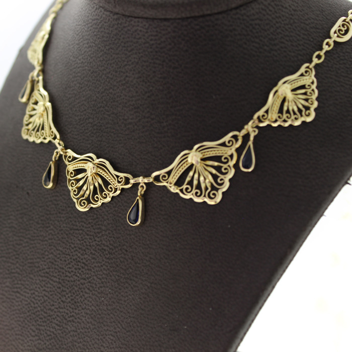 Ketting Vintage Geelgoud 18K Saffier Tweedehands 82519-3337 Juwelier Clem Vercammen.jpg