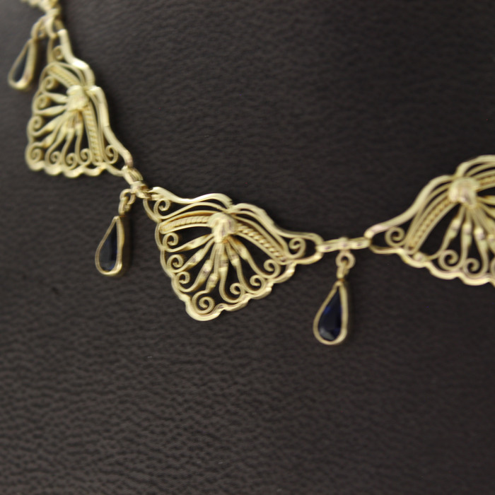Ketting Vintage Geelgoud 18K Saffier Tweedehands 82519-3337 Juwelier Clem Vercammen.jpg