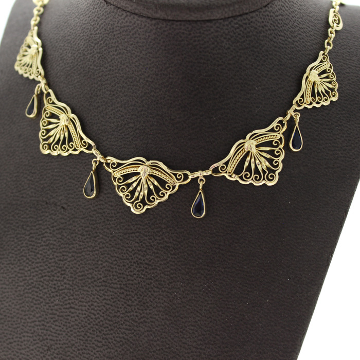 Ketting Vintage Geelgoud 18K Saffier Tweedehands 82519-3337 Juwelier Clem Vercammen.jpg