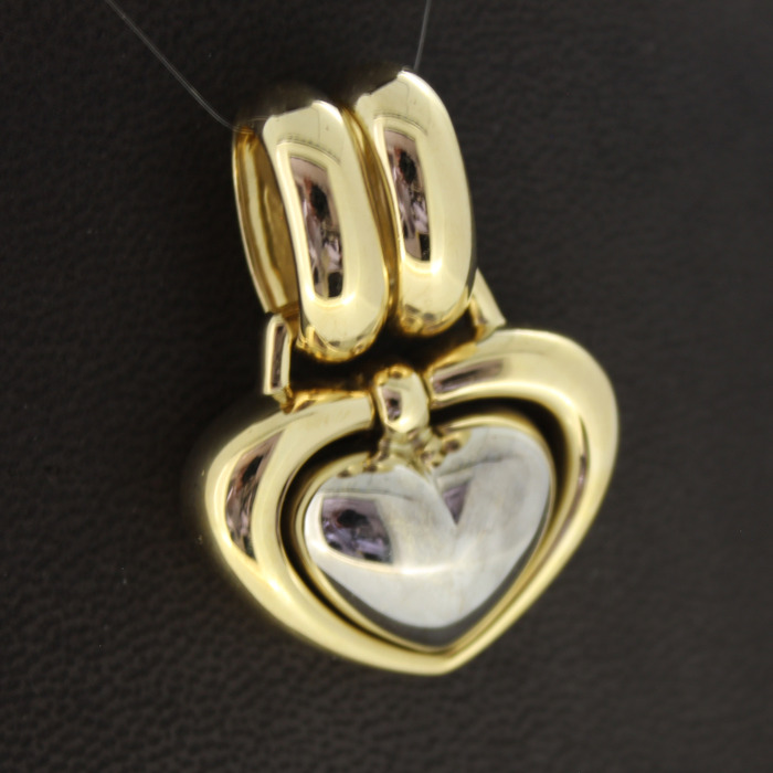 Hanger Chimento Hart Bicolor Wit Geelgoud 18Karaat Tweedehands 82520-3338 Juwelier Clem Vercammen.jpg