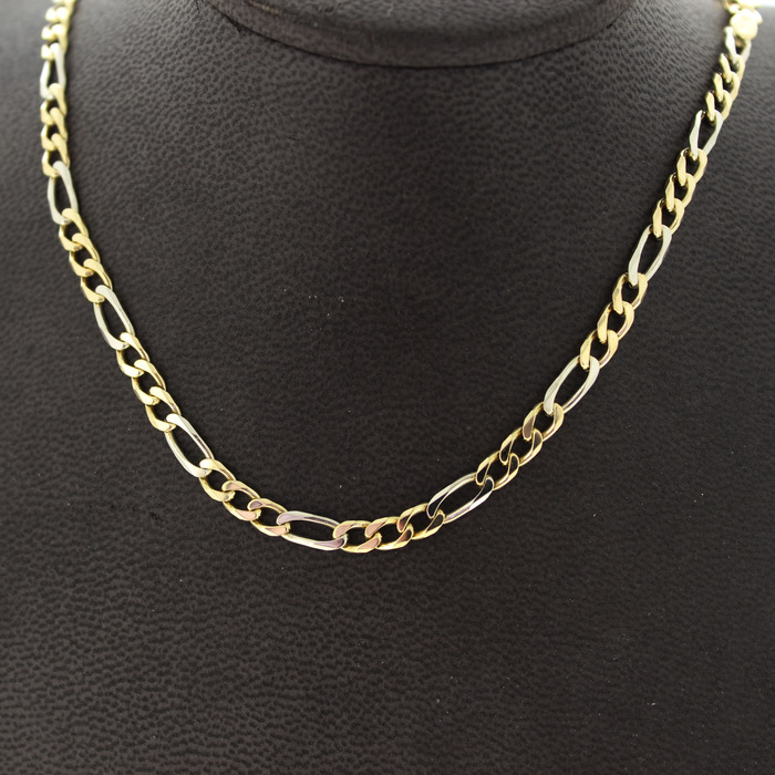 Ketting Figaro Bicolor Witgoud Geelgoud 18K TWeedehands 82524-3343 Juwelier Clem Vercammen.jpg