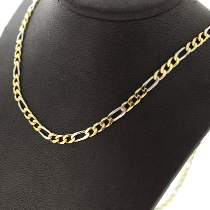 Ketting Figaro Bicolor Witgoud Geelgoud 18K TWeedehands 82524-3343 Juwelier Clem Vercammen.jpg