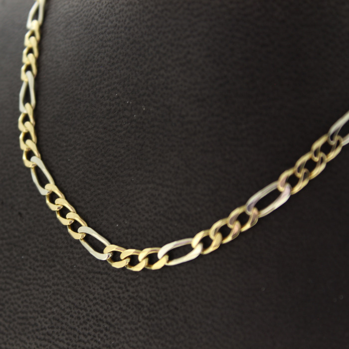 Ketting Figaro Bicolor Witgoud Geelgoud 18K TWeedehands 82524-3343 Juwelier Clem Vercammen.jpg