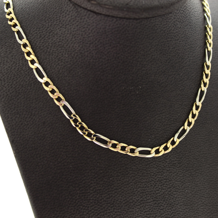 Ketting Figaro Bicolor Witgoud Geelgoud 18K TWeedehands 82524-3343 Juwelier Clem Vercammen.jpg