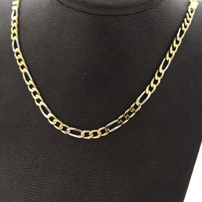 Ketting Figaro Bicolor Witgoud Geelgoud 18K TWeedehands 82524-3343 Juwelier Clem Vercammen.jpg