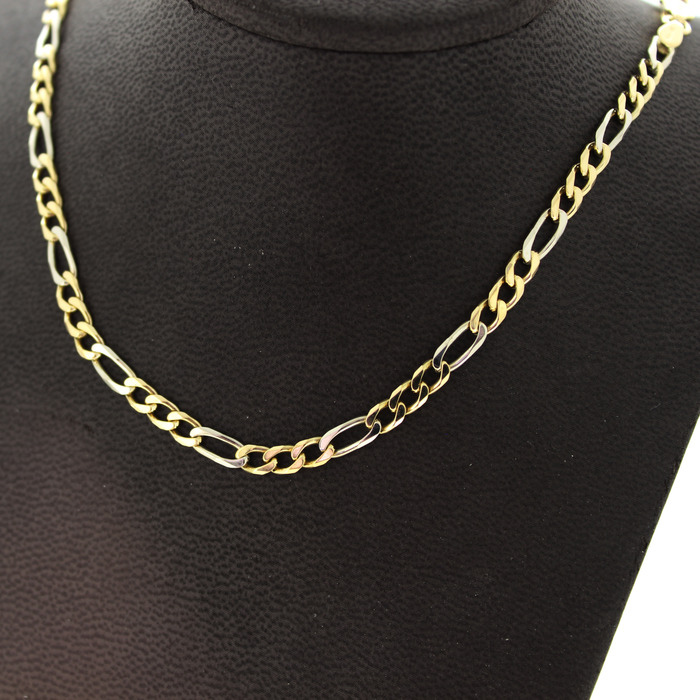 Ketting Figaro Bicolor Witgoud Geelgoud 18K TWeedehands 82524-3343 Juwelier Clem Vercammen.jpg