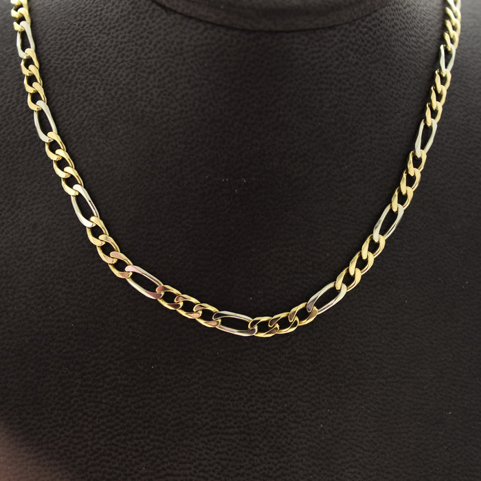 Ketting Figaro Bicolor Witgoud Geelgoud 18K TWeedehands 82524-3343 Juwelier Clem Vercammen.jpg