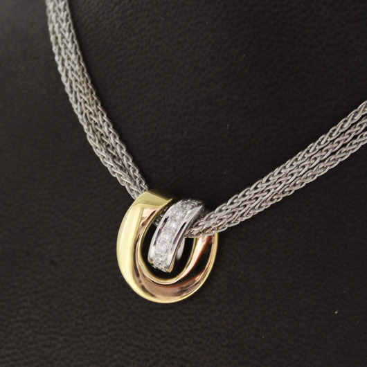 Juweel Ketting met hanger Bicolor wit en geelgoud 18 karaat briljanten '5486-3315-TWDH' Juweel Ketting met hanger Bicolor wit en geelgoud 18 karaat briljanten '5486-3315-TWDH'
