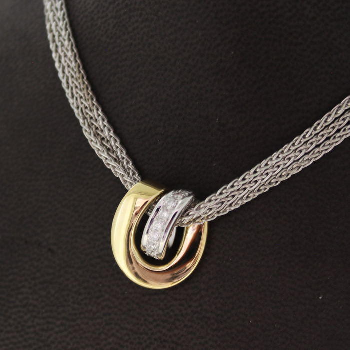 Ketting Witgoud 18K Hanger Bicolor Wit Geelgoud 18K Briljanten TWeedehands 5486-3315 Juwelier Clem Vercammen.jpg