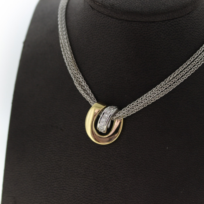 Ketting Witgoud 18K Hanger Bicolor Wit Geelgoud 18K Briljanten TWeedehands 5486-3315 Juwelier Clem Vercammen.jpg