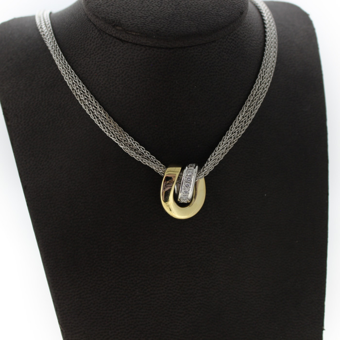 Ketting Witgoud 18K Hanger Bicolor Wit Geelgoud 18K Briljanten TWeedehands 5486-3315 Juwelier Clem Vercammen.jpg