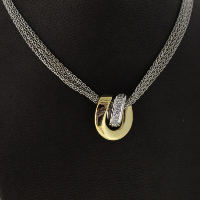 Ketting Witgoud 18K Hanger Bicolor Wit Geelgoud 18K Briljanten TWeedehands 5486-3315 Juwelier Clem Vercammen.jpg