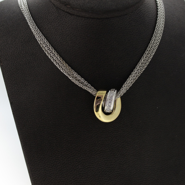 Ketting Witgoud 18K Hanger Bicolor Wit Geelgoud 18K Briljanten TWeedehands 5486-3315 Juwelier Clem Vercammen.jpg