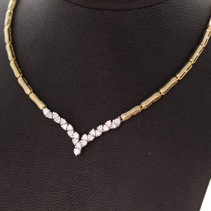 Collier Bicolor Wit-Geelgoud 18 Karaat Briljanten Tweedehands 5745-3352 Juwelier Clem Vercammen.jpg