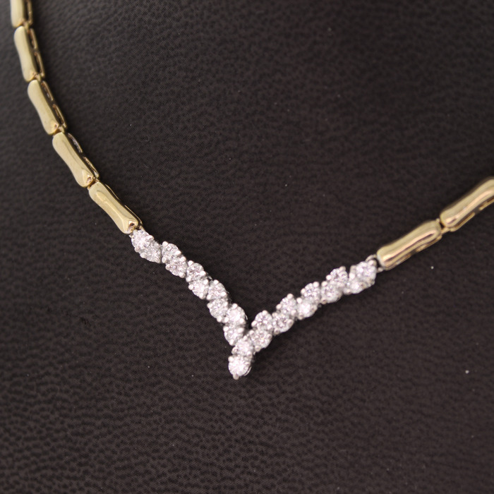 Collier Bicolor Wit-Geelgoud 18 Karaat Briljanten Tweedehands 5745-3352 Juwelier Clem Vercammen.jpg