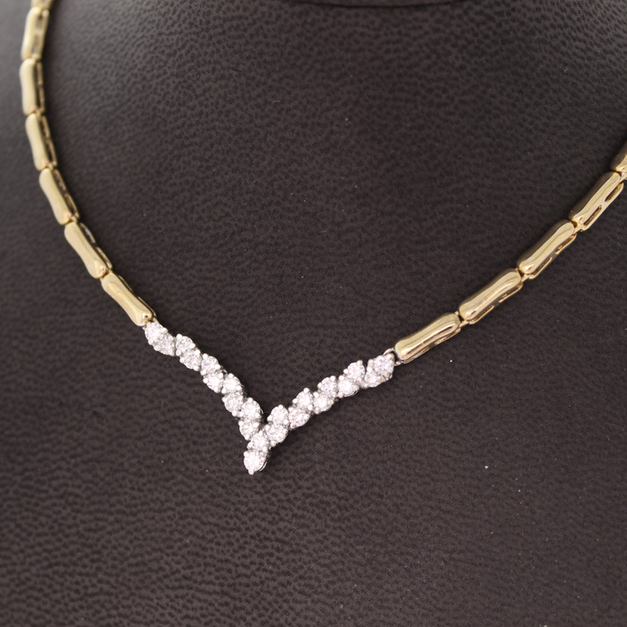 Collier Bicolor Wit-Geelgoud 18 Karaat Briljanten Tweedehands 5745-3352 Juwelier Clem Vercammen.jpg