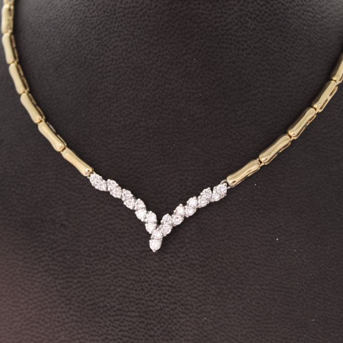 Collier Bicolor Wit-Geelgoud 18 Karaat Briljanten Tweedehands 5745-3352 Juwelier Clem Vercammen.jpg