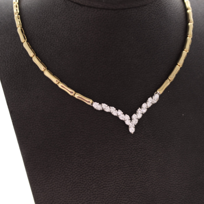 Collier Bicolor Wit-Geelgoud 18 Karaat Briljanten Tweedehands 5745-3352 Juwelier Clem Vercammen.jpg