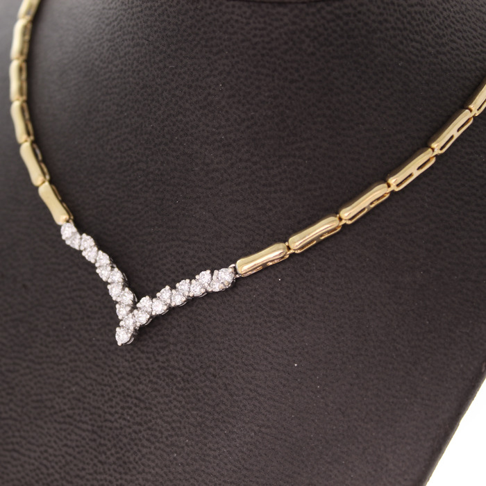 Collier Bicolor Wit-Geelgoud 18 Karaat Briljanten Tweedehands 5745-3352 Juwelier Clem Vercammen.jpg