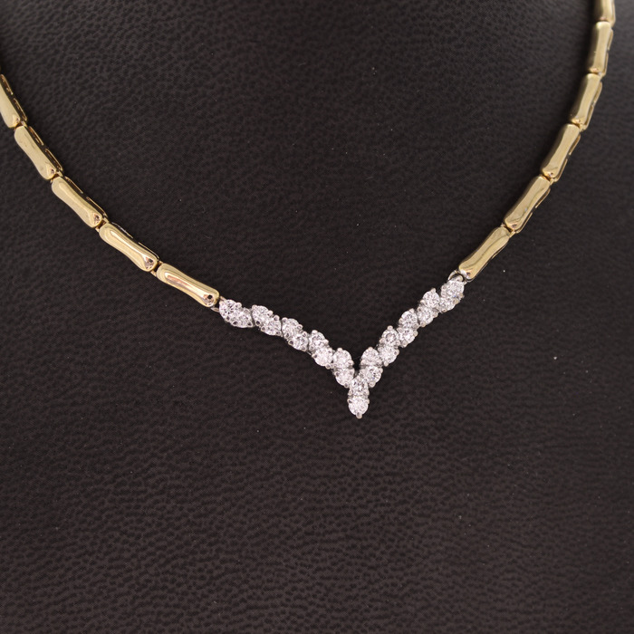 Collier Bicolor Wit-Geelgoud 18 Karaat Briljanten Tweedehands 5745-3352 Juwelier Clem Vercammen.jpg