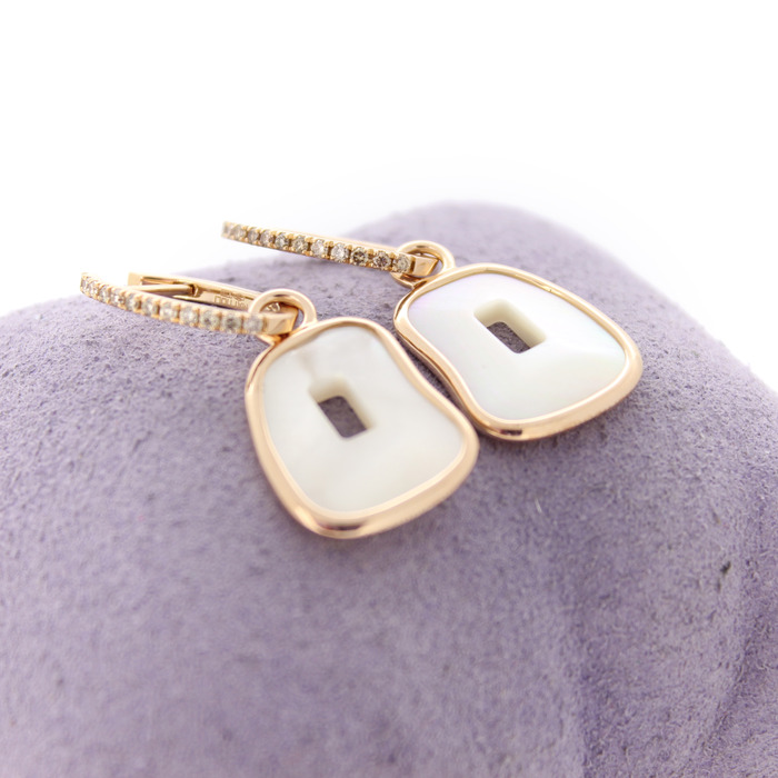 Mattioli Oorbellen Puzzle Nacre Briljanten bruin Rosegoud 18K Tweedehands 6075-3056 Juwelier Clem Vercammen.jpg
