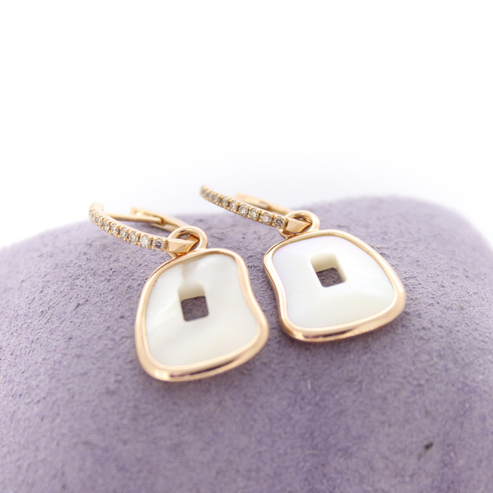 Mattioli Oorbellen Puzzle Nacre Briljanten bruin Rosegoud 18K Tweedehands 6075-3056 Juwelier Clem Vercammen.jpg