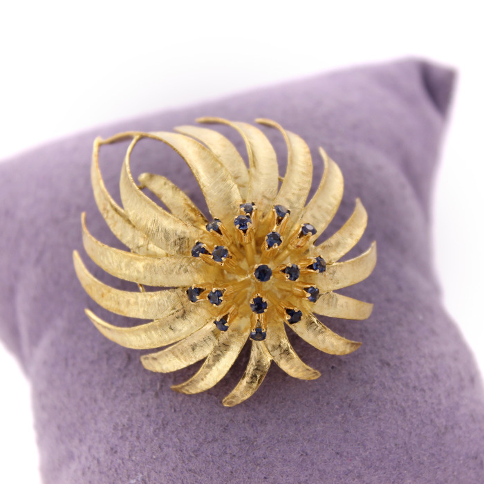 Broche Geelgoud 18K Saffier Tweedehands 6180-3360 Juwelier Clem Vercammen.jpg