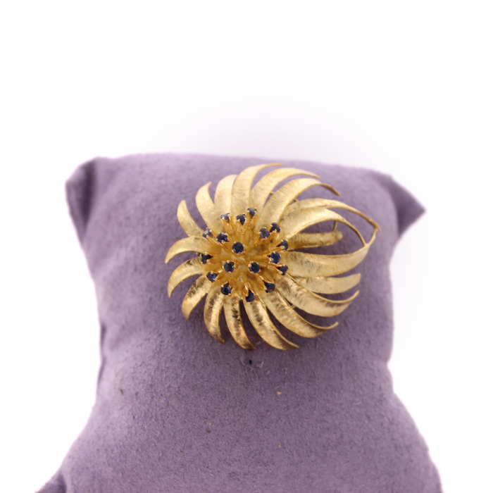 Broche Geelgoud 18K Saffier Tweedehands 6180-3360 Juwelier Clem Vercammen.jpg
