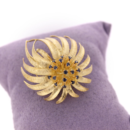 Juweel Broche geelgoud 18 karaat saffierstenen '6180-3360-TWDH' Juweel Broche geelgoud 18 karaat saffierstenen '6180-3360-TWDH'