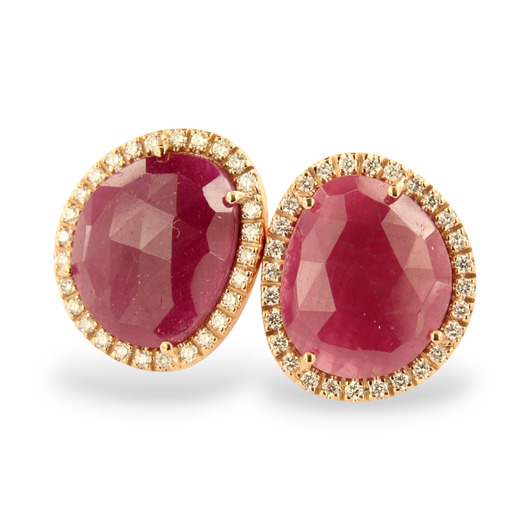 Juweel Brusi oorstekers 18K goude met ruby en diamant OO1366RD 88888 Juweel Brusi oorstekers 18K goude met ruby en diamant OO1366RD 88888