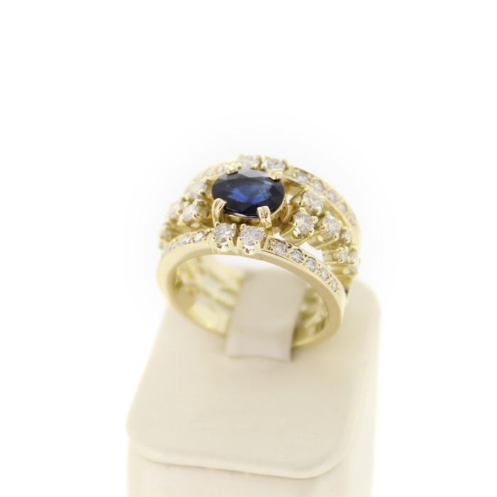 Ring Geelgoud 18 Karaat Briljanten Saffier Tweedehands 6541-3365 Juwelier Clem Vercammen.jpg