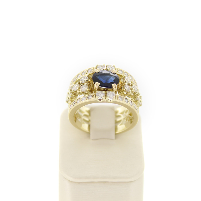 Ring Geelgoud 18 Karaat Briljanten Saffier Tweedehands 6541-3365 Juwelier Clem Vercammen.jpg