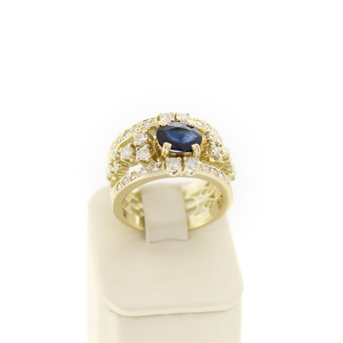 Ring Geelgoud 18 Karaat Briljanten Saffier Tweedehands 6541-3365 Juwelier Clem Vercammen.jpg