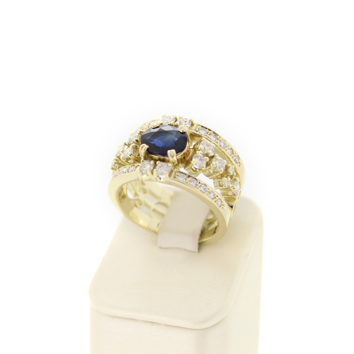Ring Geelgoud 18 Karaat Briljanten Saffier Tweedehands 6541-3365 Juwelier Clem Vercammen.jpg