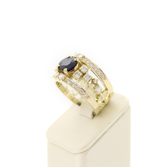 Ring Geelgoud 18 Karaat Briljanten Saffier Tweedehands 6541-3365 Juwelier Clem Vercammen.jpg