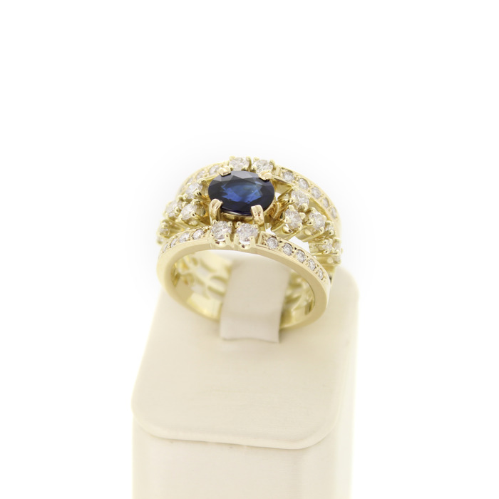Ring Geelgoud 18 Karaat Briljanten Saffier Tweedehands 6541-3365 Juwelier Clem Vercammen.jpg